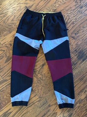 Fairplay Los Angeles Track Pants Joggers Black Maroon Size 40